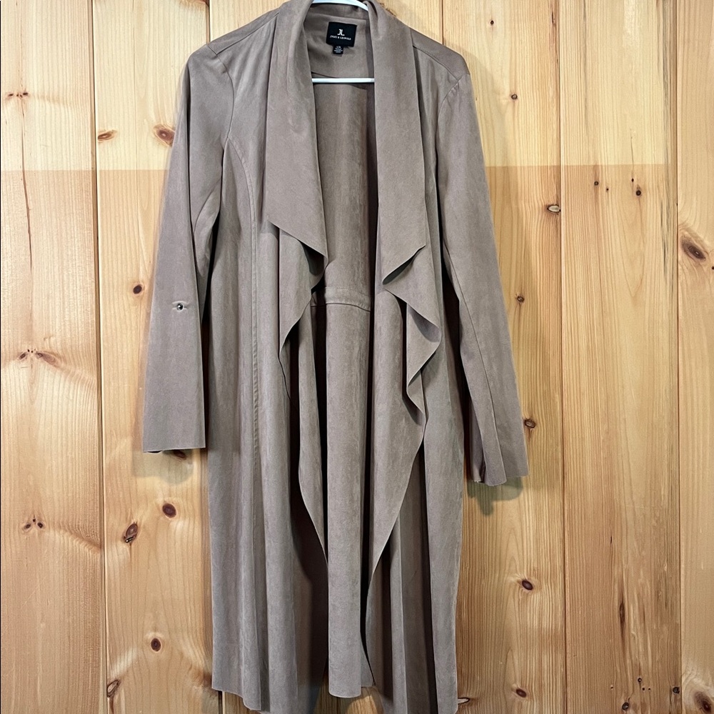 Jules & Leopold Taupe Drape Faux Suede Jacket